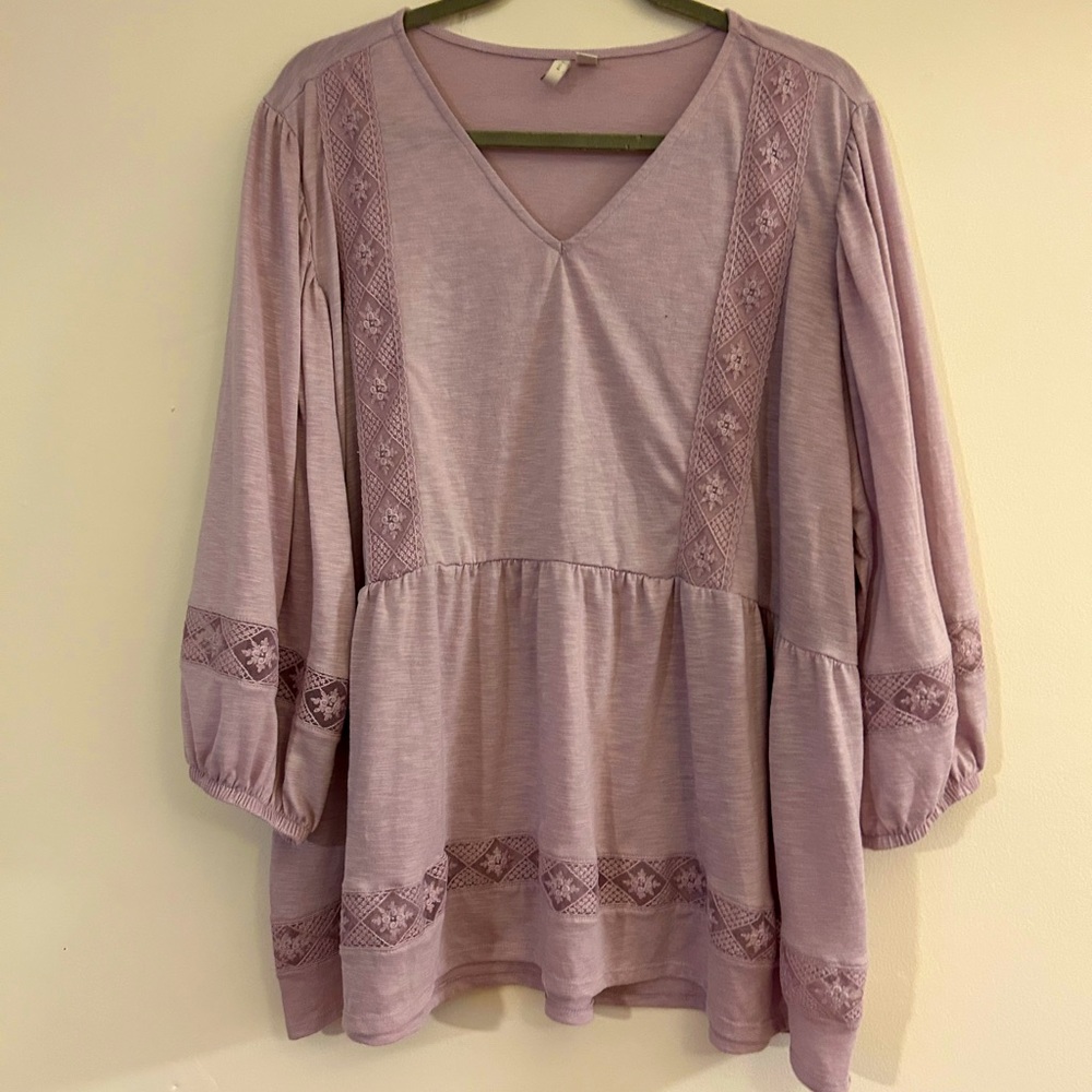 Cato Fashions Plus-Size, Long-Sleeve, Light Purple Blouse